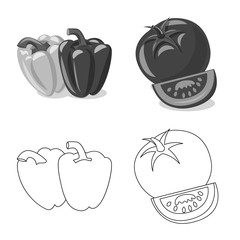 Vector design of vegetable and fruit sign. Collection of vegetable and vegetarian vector icon for stock.