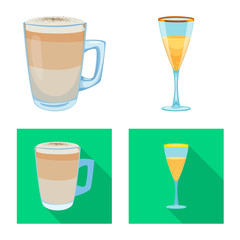 Vector design of drink and bar sign. Collection of drink and party vector icon for stock.