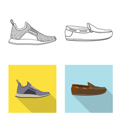 Vector design of shoe and footwear icon. Collection of shoe and foot stock symbol for web.