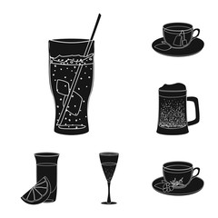 Vector illustration of drink and bar icon. Set of drink and party stock symbol for web.