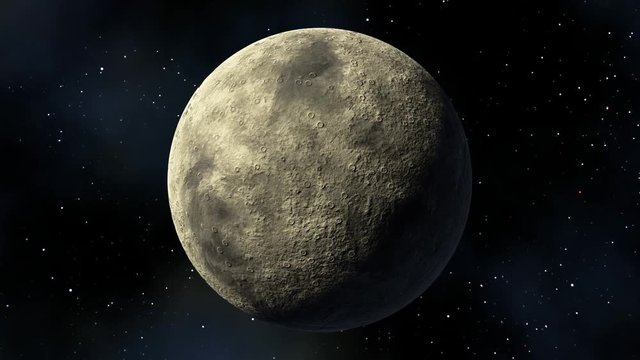 rotation of solid rock planet or moon, 3d animation