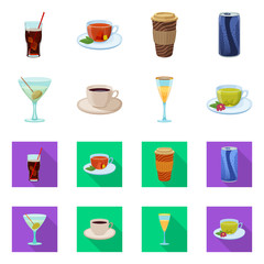 Vector illustration of drink and bar symbol. Collection of drink and party stock vector illustration.