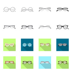 Vector illustration of glasses and frame sign. Collection of glasses and accessory stock vector illustration.