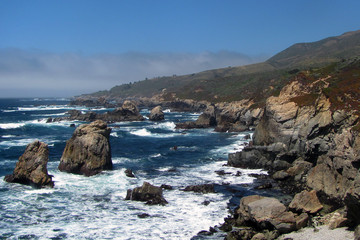 Fototapeta na wymiar Beautiful rocky shore in Pacific Coast Highway of California, USA.