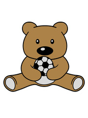 fußball spielen sport verein ball bär süß niedlich sitzen klein comic cartoon clipart design teddy grizzly grizzlybär sitzend dick lustig