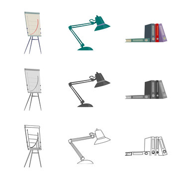 Vector design of furniture and work symbol. Set of furniture and home stock vector illustration.