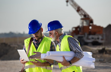 Engineers at construction site