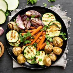 Baked vegetables, top view