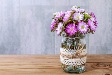 Bouquet of purple and white chrysanthemum flowers