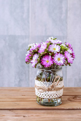 Bouquet of purple and white chrysanthemum flowers