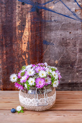 Bouquet of purple and white chrysanthemum flowers