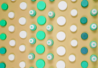 Many different types used or new battery, rechargeable accumulator, alkaline batteries on color...