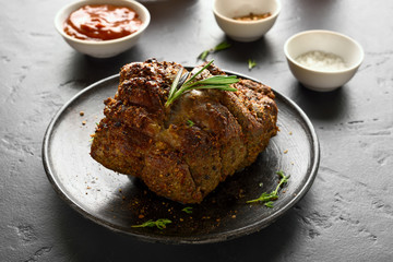  Grilled beef on plate