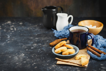 Cup of tea with cookies