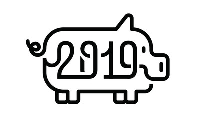 Happy New Year 2019. Typography logo design.