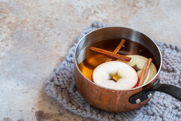 Hot apple cider with fall cinnamon and star anise