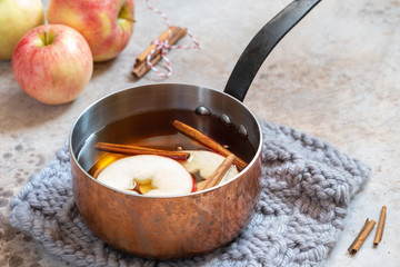 Hot apple cider with fall cinnamon and star anise