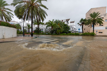Flooding and torrential rain in Estepona, Malaga, Spain on 21.10.2018