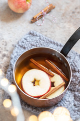 Hot apple cider with fall cinnamon and star anise