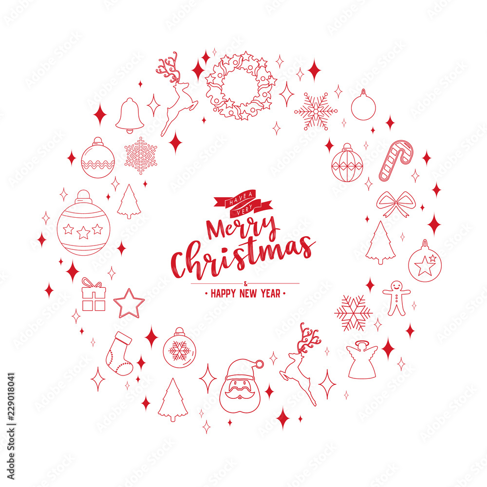 Poster christmas phase text and star with santa beard and ornaments with symbol design on background