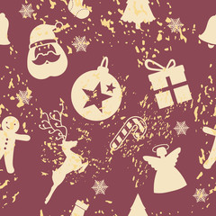 Fototapeta premium seamless christmas pattern with happy holidays phase text design vintage