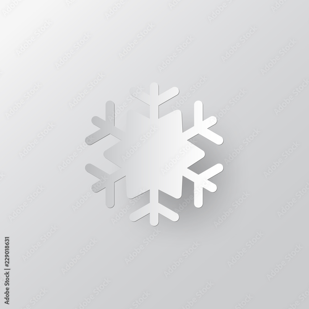 Poster white paper vector snowflake on white ornate background with merry christmas phase text