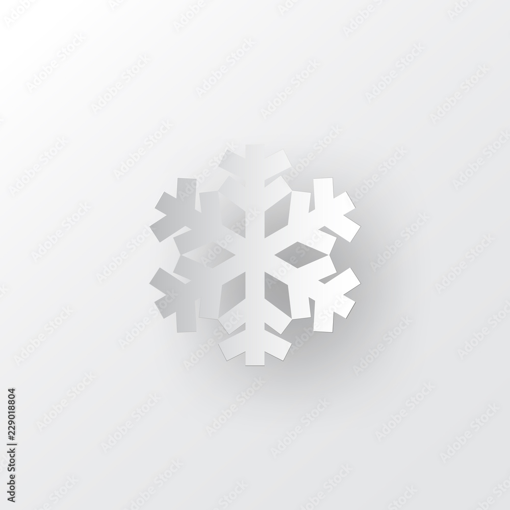 Poster white paper vector snowflake on white ornate background with merry christmas phase text