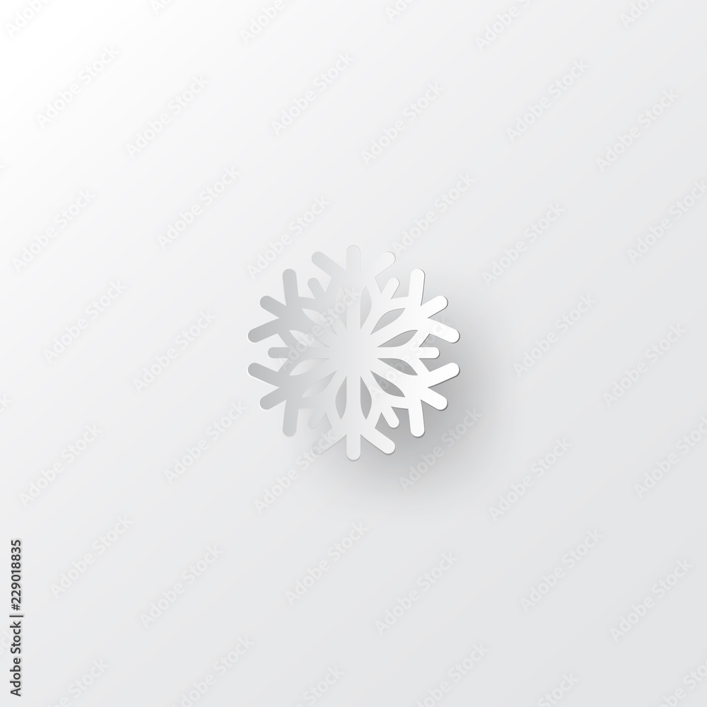 Poster white paper vector snowflake on white ornate background with merry christmas phase text