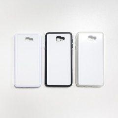 Smartphone case on white background. Blank mobile mock up or protector for design.