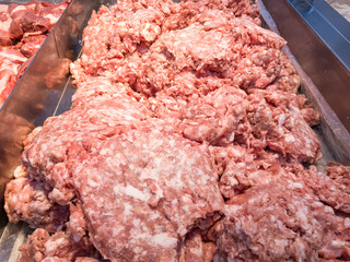 Raw minced pork or meat for cooking food.
