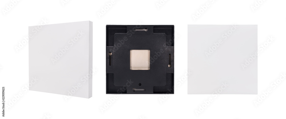 Poster Modern picture frame on isolated background with clipping path. Perspective,Front,Back view.