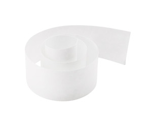 Empty of roll paper on isolated background with clipping path. White sticky tape or garbage.
