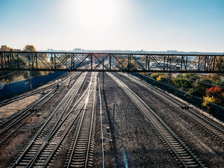 Fototapeta premium Railways or railroads for trains, cargo and logistic transporting system