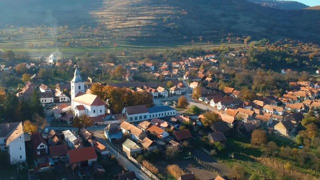 Aerial view above Rimetea Village, Transylvania - Romania