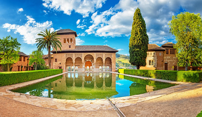Palace in the famous Alhambra in Granada, Spain  - obrazy, fototapety, plakaty