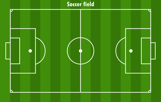 Soccer/football field with white frame and color green background