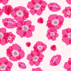 Seamless background pattern of delicate pink floral blossom .