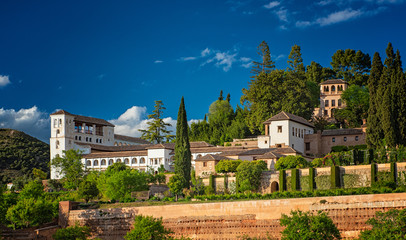 Fototapeta na wymiar View on the famous Generalife in Granada, Spain