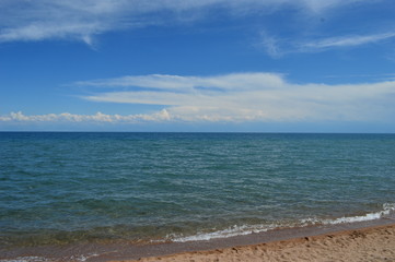 The Nothern Shore of the Yssyk-Kul Lake. Beaches and Resorts.