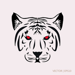 Tiger with red eyes. Vector illustration