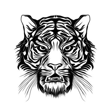 Злой тигр  с татуировками 