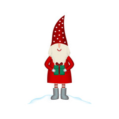 Christmas vector card Santa Claus isolated with gifts