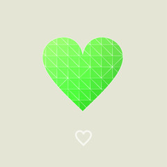 Green heart with geometric pattern. Vector illustration