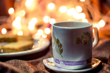 Obraz na płótnie Canvas Cup of Tea with Bokeh