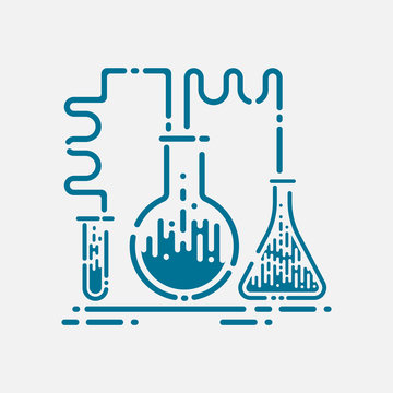 Laboratory Tubes Icon - Chemistry And Science Symbol - Medical Equipment - Scientific Education