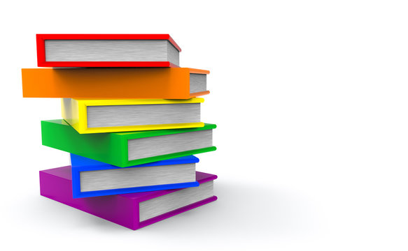 3d rendering. lgbt rainbow color style books on gray copy space background.