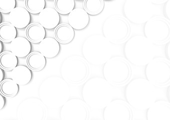 3d rendering. top view of modern white circle shape pattern on copy space background.