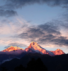Fototapeta premium Panorama of mount Annapurna - view from Poon Hill on Annapurna Circuit Trek, Nepal