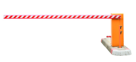 Roadblock. Car road barrier isolated on white.