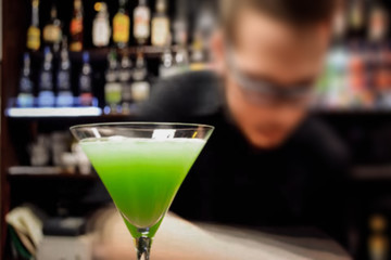 Abstract, blur, bokeh background, defocusing - image for the background. Bar.The concept of work bartender